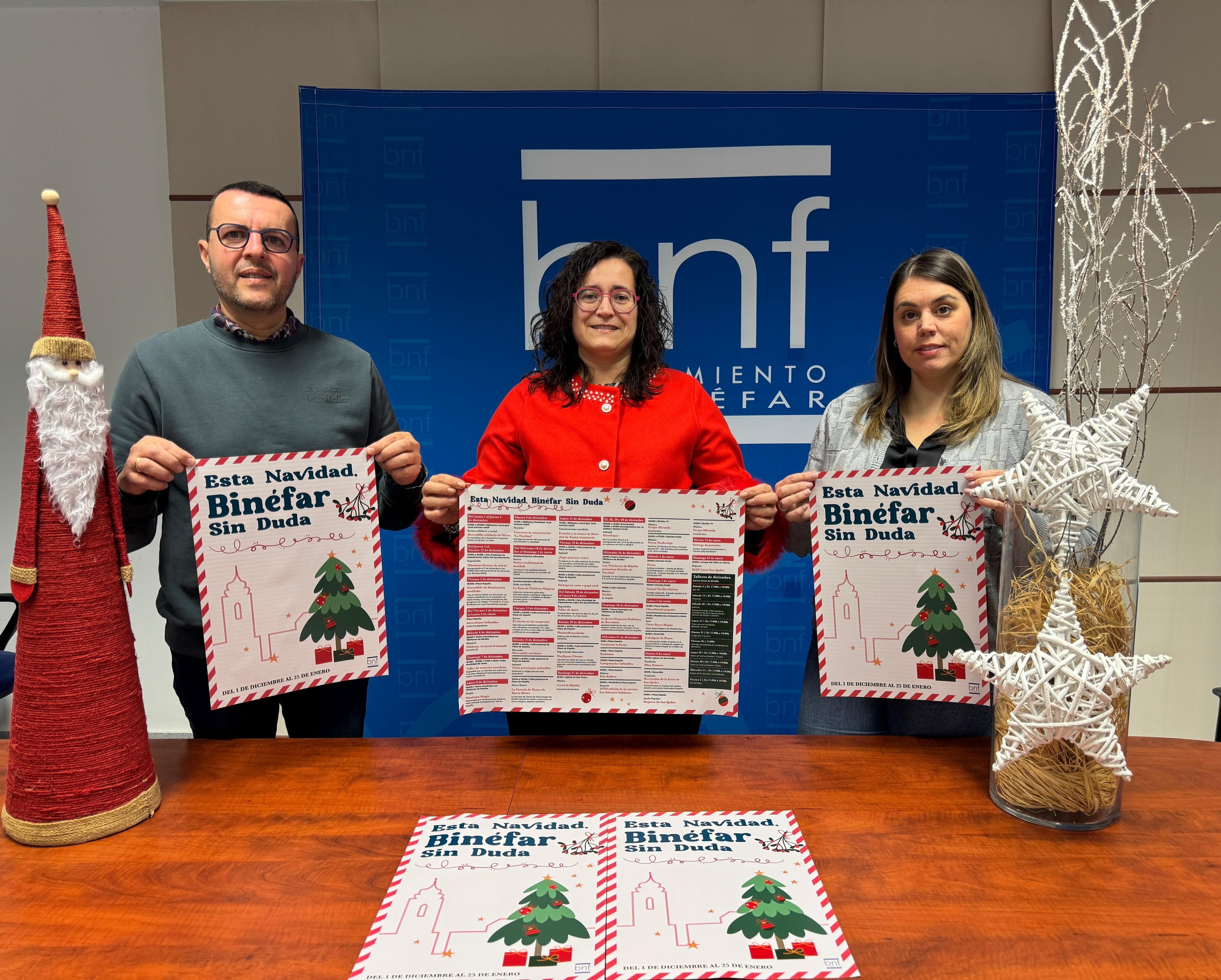 César Pardos, Patricia Rivera y Beatriz de Pano han presentado la programación de Navidad en Binéfar