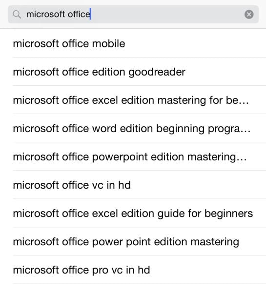 Búsqueda en la App Store por un término popular: ‘Microsoft Office’ devuelve ciertas búsquedas sospechosas