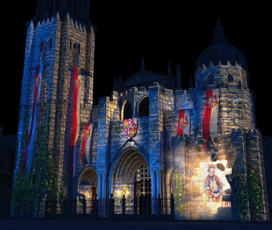 Videomapping &#039;Luz Toledo&#039; sobre la fachada principal de la Catedral Primada