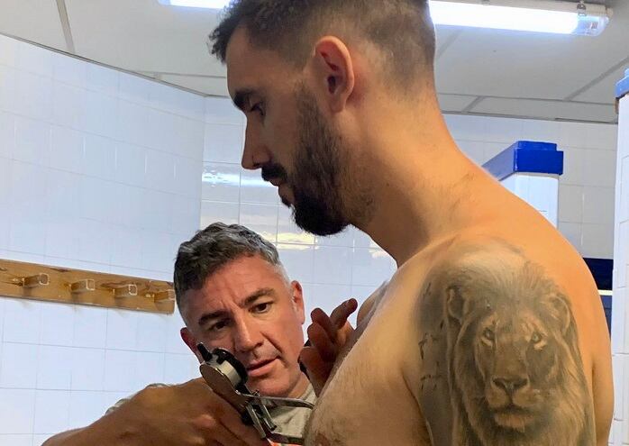 Test físico al jugador udeista Javi Marín.