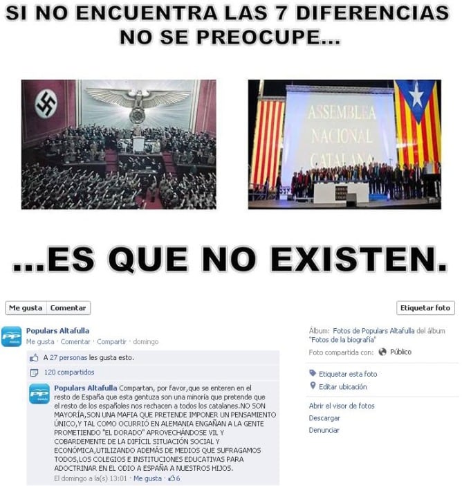 Captura de la página de Facebook del Partido Popular de Altafulla (Tarragona)