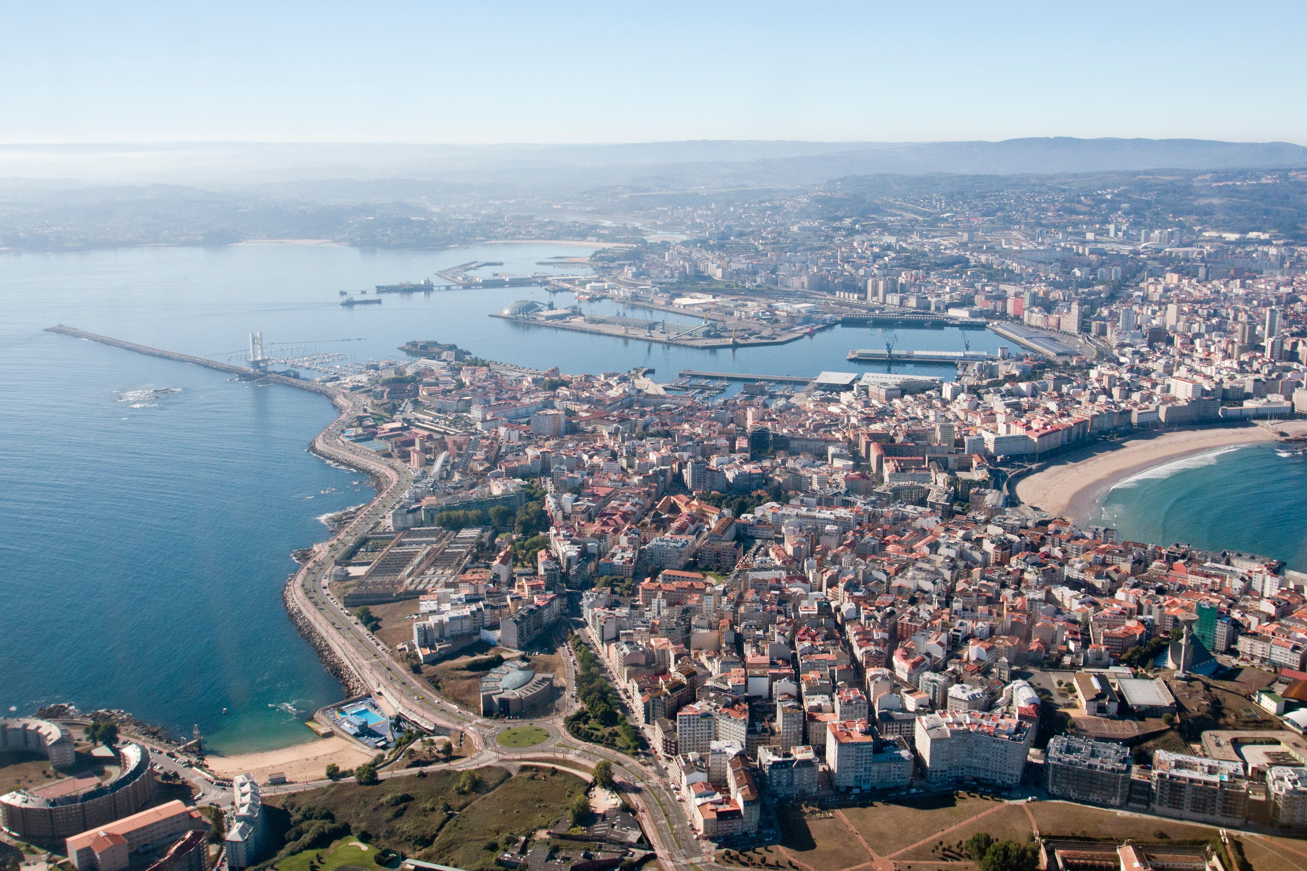 Aerial view of the city of A Coruña, Galicia (Spain)