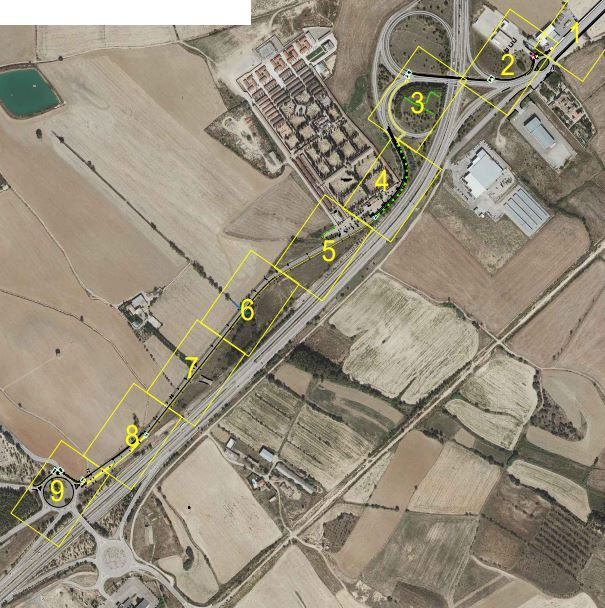 Recorrido del carril bici-andador, con sus nueve tramos