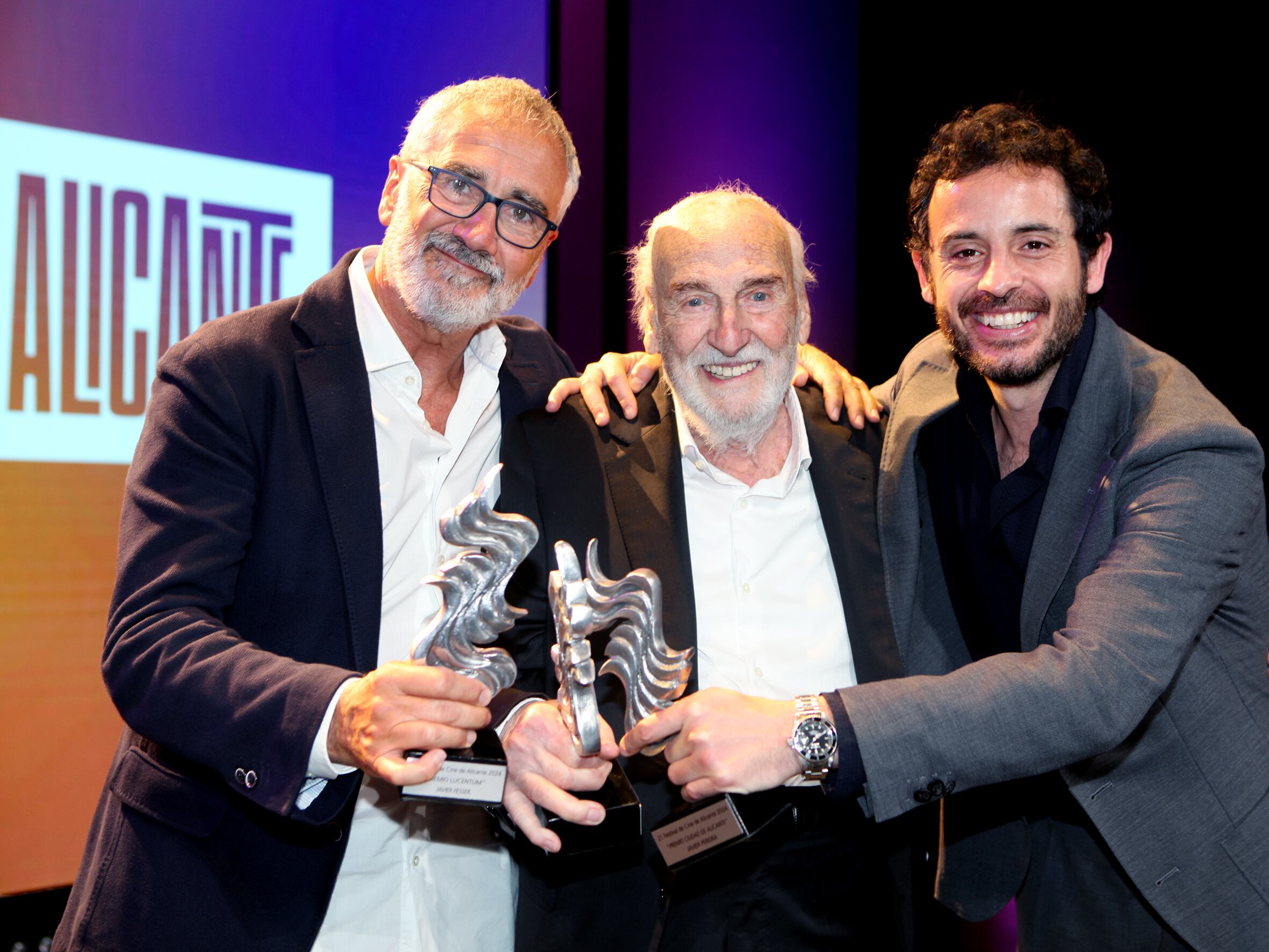 Javier Fesser, Héctor Alterio y Javier Pereira, homenajeados en el Festival Internacional de Cine de Alicante. Foto: Cristina Mariscal