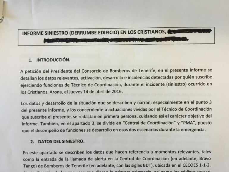 El informe aborda los aspectos técnicos mas destacables del operativo de rescate de Los Cristianos. 