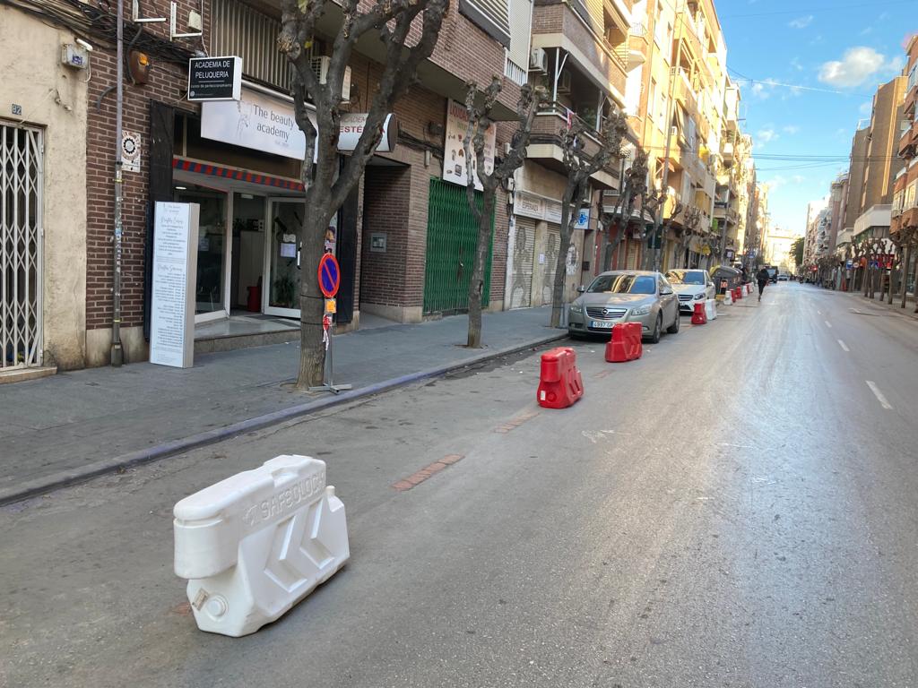 Zona acotada para el inicio de las obras del Plan de Movilidad en Marqués de Corvera, en el barrio murciano del Carmen