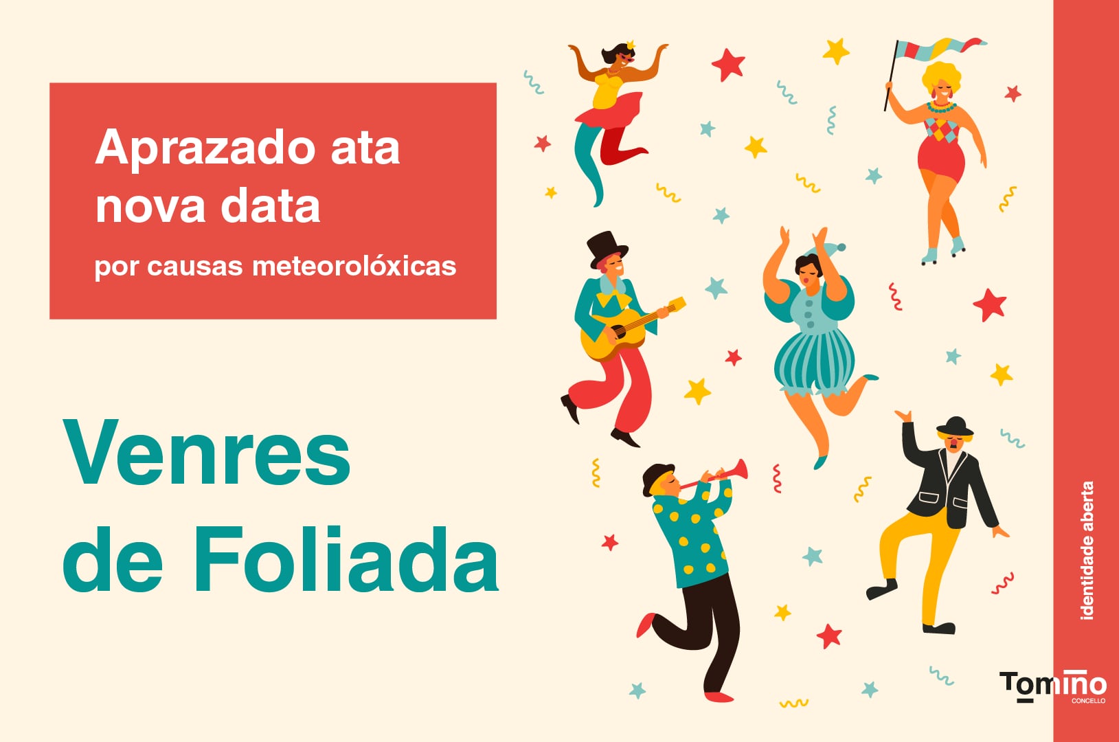 Cartel de la suspensión del Venres de Foliada, por segunda vez, en Tomiño