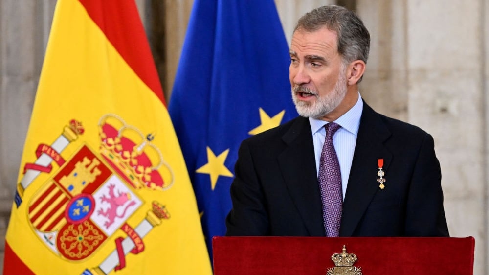 El rey Felipe VI durante su discurso por los 10 años de su proclamación.