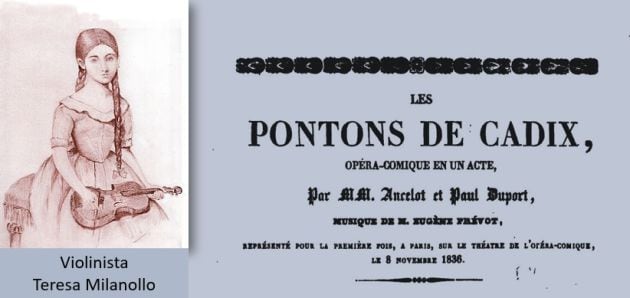 Ópera cómica Les Pontons de Cadix. Biblioteca Nacional de Francia. Teresa Milanollo, según Marie-Alexandre Alophe, 1841
