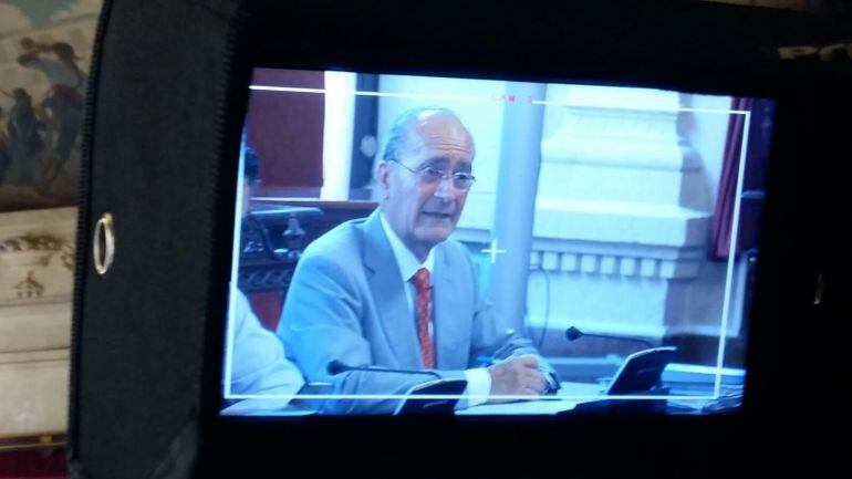 El alcalde de Málaga, Francisco de la Torre, durante su comparecencia en la comisión de investigación de Limasa