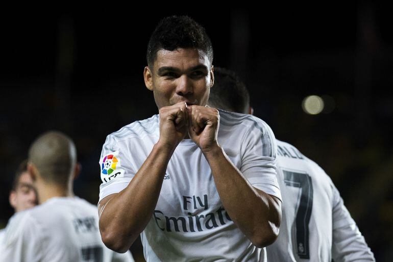 Casemiro celebra un gol con el Real Madrid