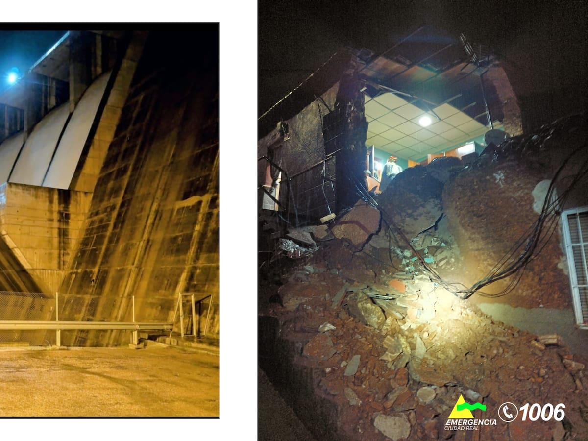 Dramas y felicidades del agua en Puertollano: dos casas derrumbadas y el pantano del Montoro otra vez rebosando