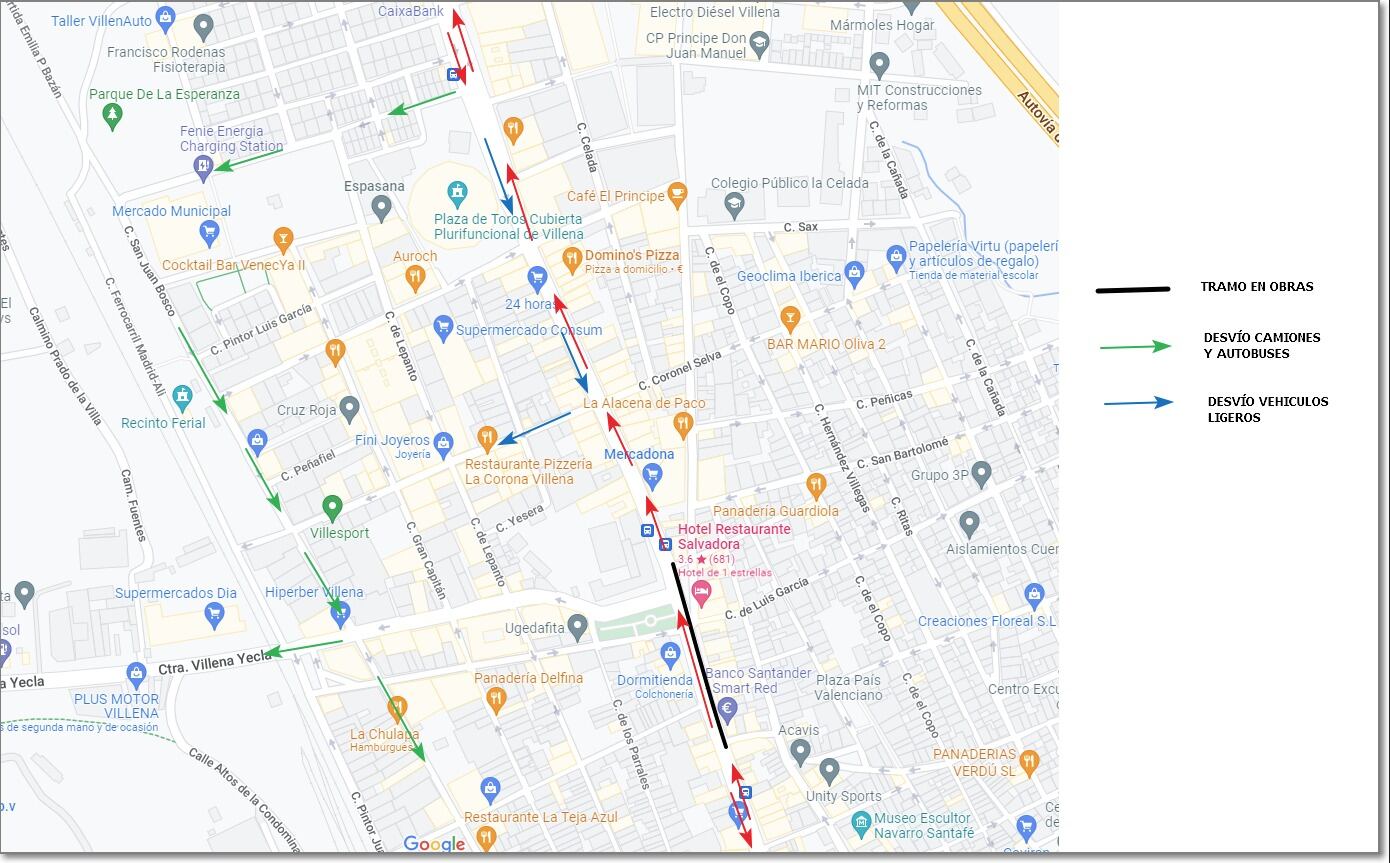 Zona de obras en el plano general