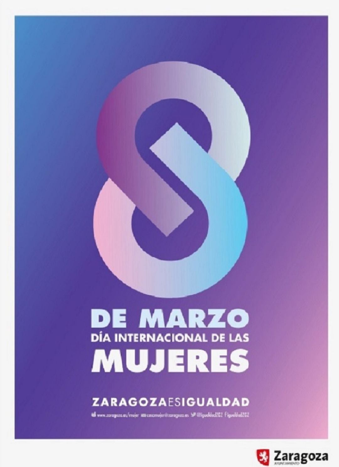 Cartel del Día Internacional de las Mujeres del Ayuntamiento de Zaragoza para el 8 de marzo 2020 