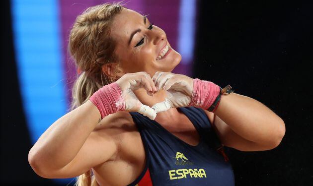 Lydia Valentín, durante el campeonato del mundo de halterofilia de 2017