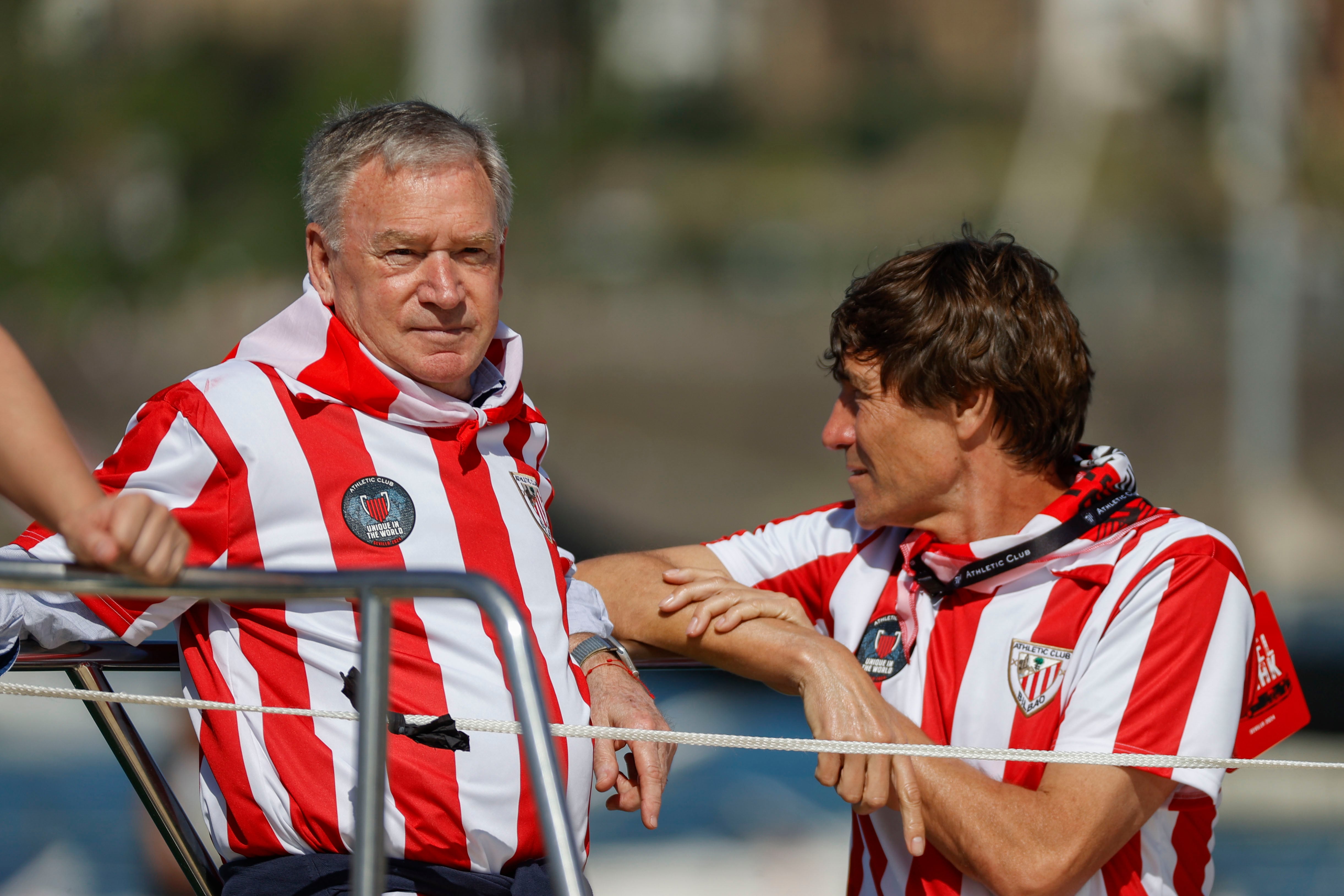 Javier Clemente y Julio Salinas, durante la celebración de la Copa del Rey del Athletic