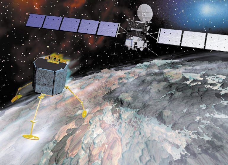  Imagen facilitada por la Agencia Espacial Europea (ESA) que muestra la sonda Rosetta durante su aproximación al cometa 67P para su aterrizaje. Esta misión finaliza el 30 de septiembre con un aterrizaje controlado sobre el cometa 67P. 