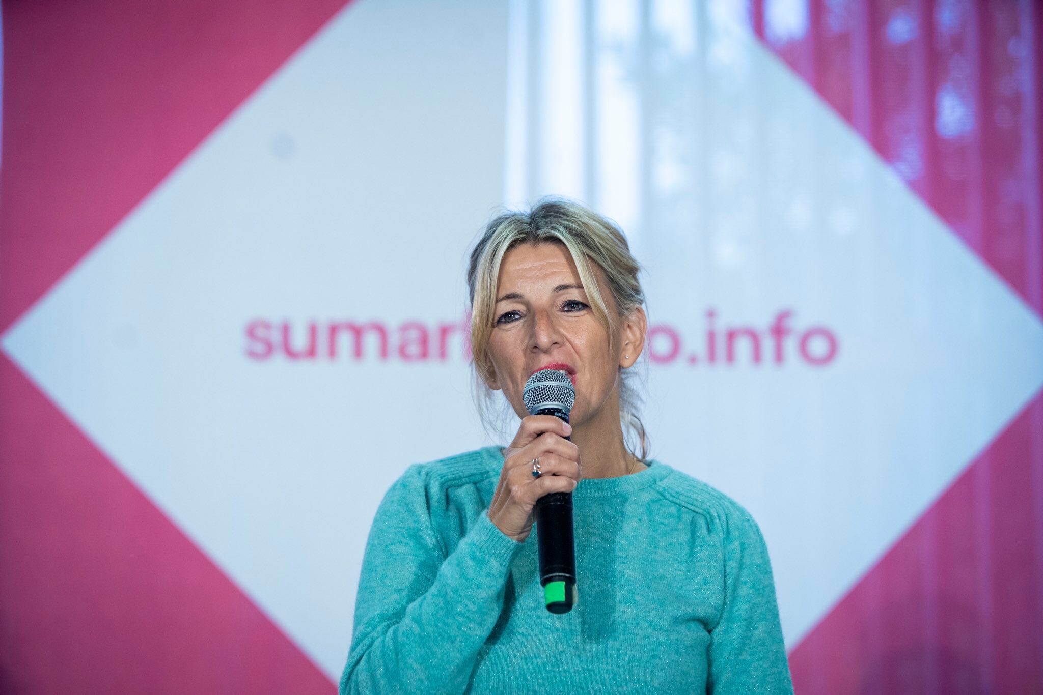 Yolanda Díaz durante la presentación de &#039;Sumar&#039; en Gijón.