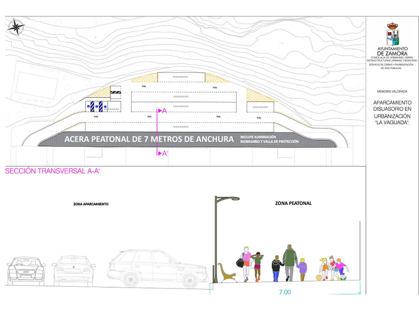 Plano de la urbanización del vial en las viviendas de La Vaguada