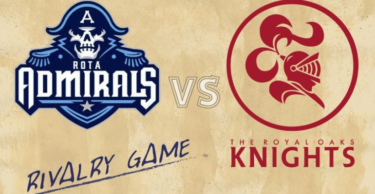Cartel del partido entre los Royal Oaks Knights y los Rota Admirals