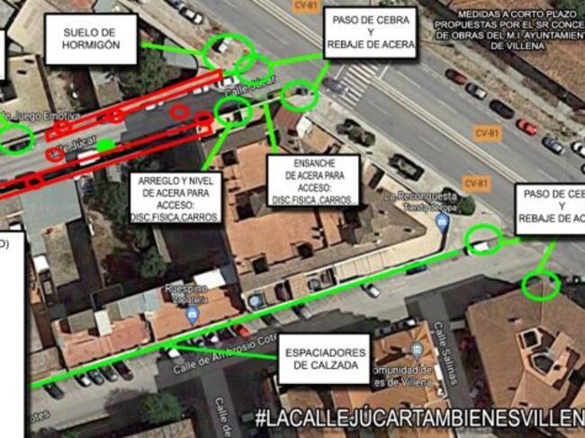 Plano de la calle Júcar de Villena