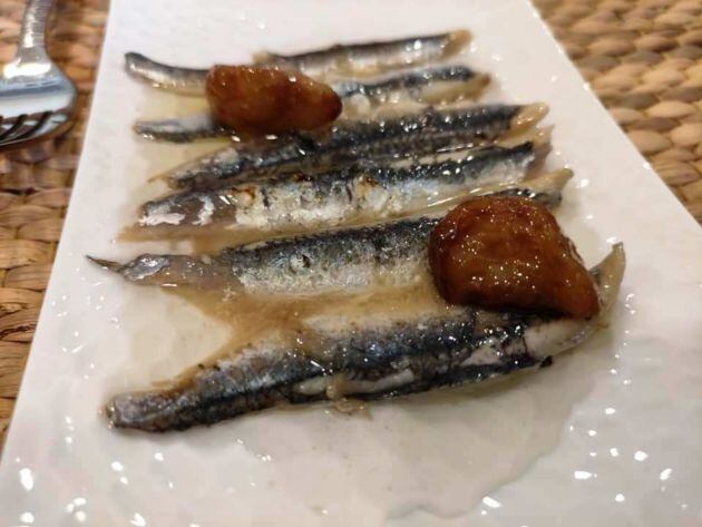 Boquerones asados en vinagre de oloroso