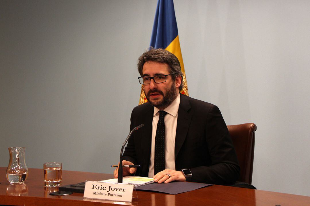 El ministre de Finances, Eric Jover, a la roda de premsa posterior al Consell de Ministres.