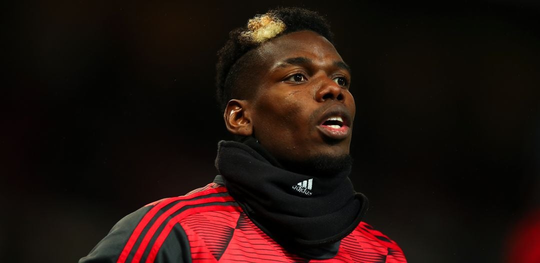 Paul Pogba, durante un calentamiento con el Manchester United