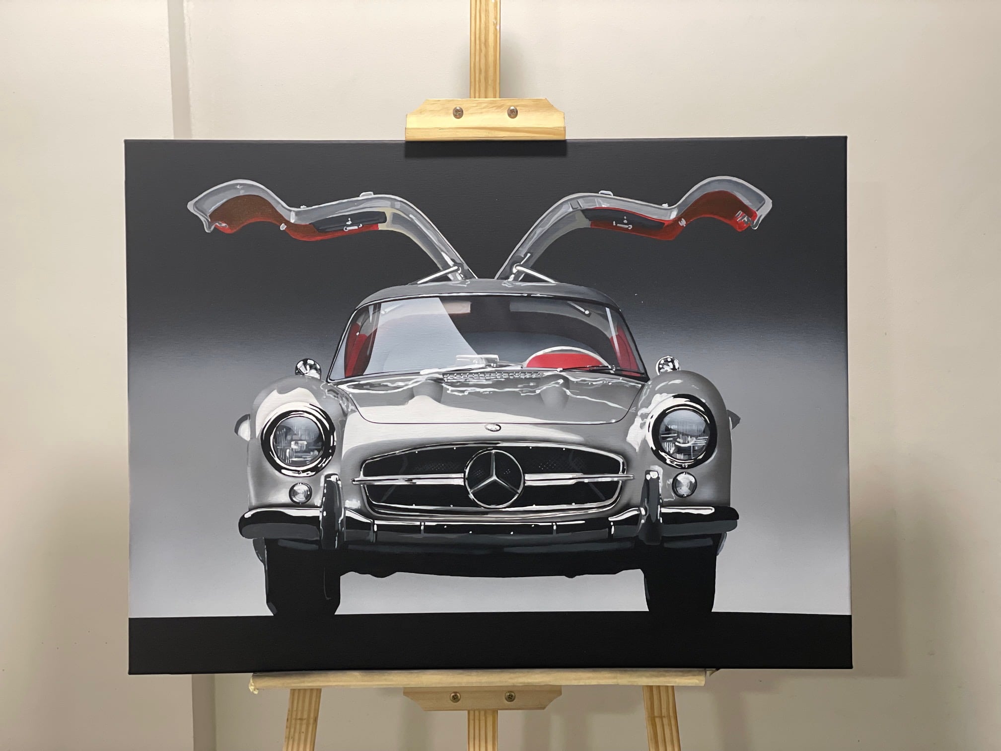 DeLoean pintado sobre un lienzo