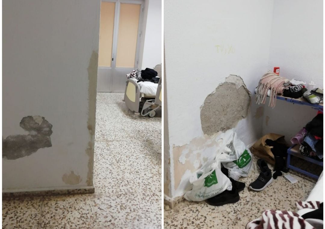 Estado actual de dos habitaciones del Hospital Marítimo de Torremolinos