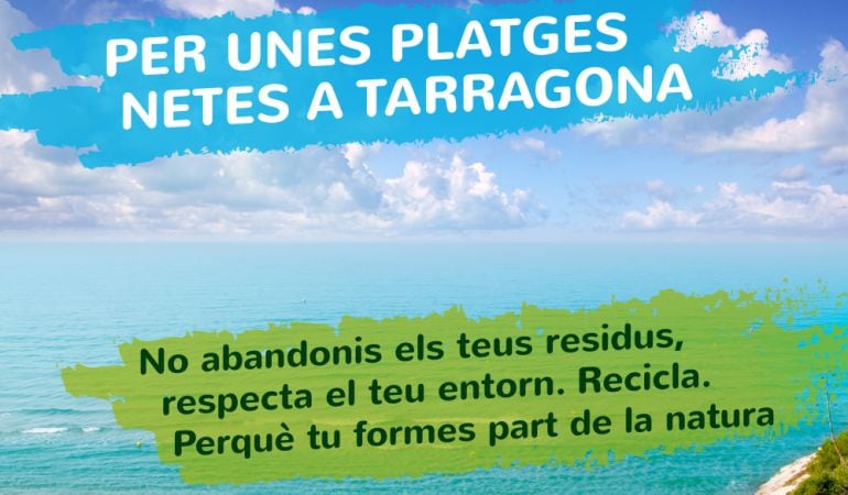 Cartell de la campanya "per unes platges netes a Tarragona"