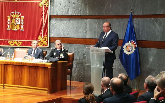 El director general de la Policía durante su discurso