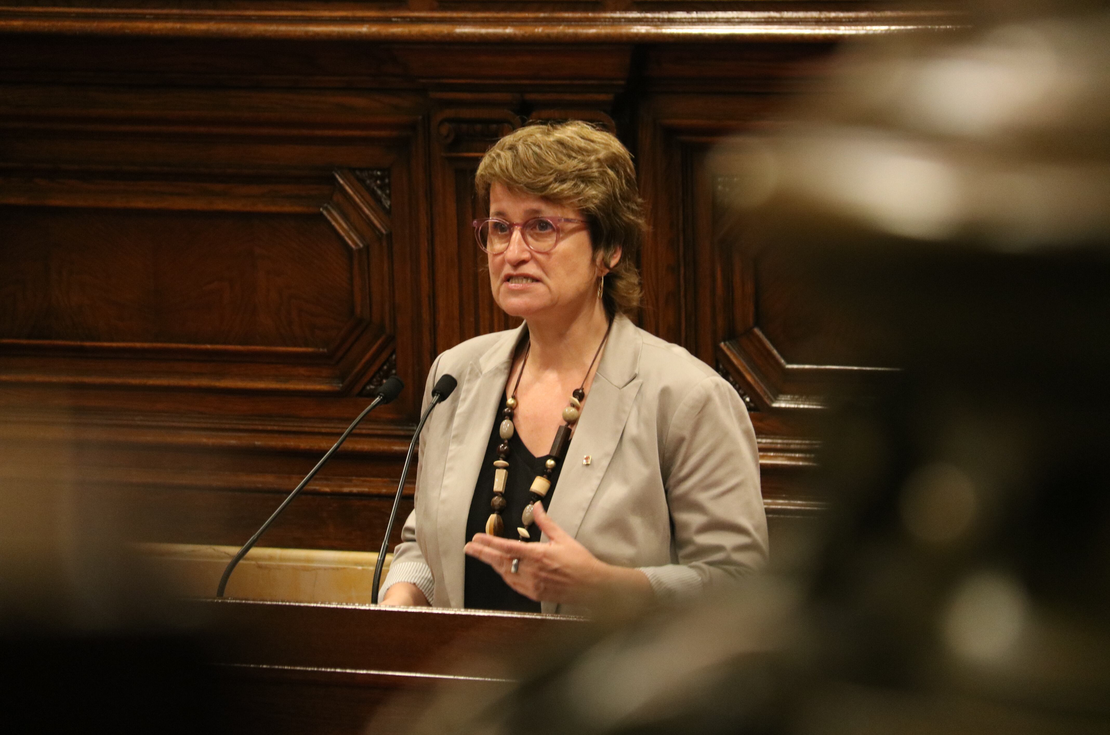 La consellera d'Educació, Anna Simó en un moment de la seva intervenció davant del parlament, en el debat monogràfic sobre educació.