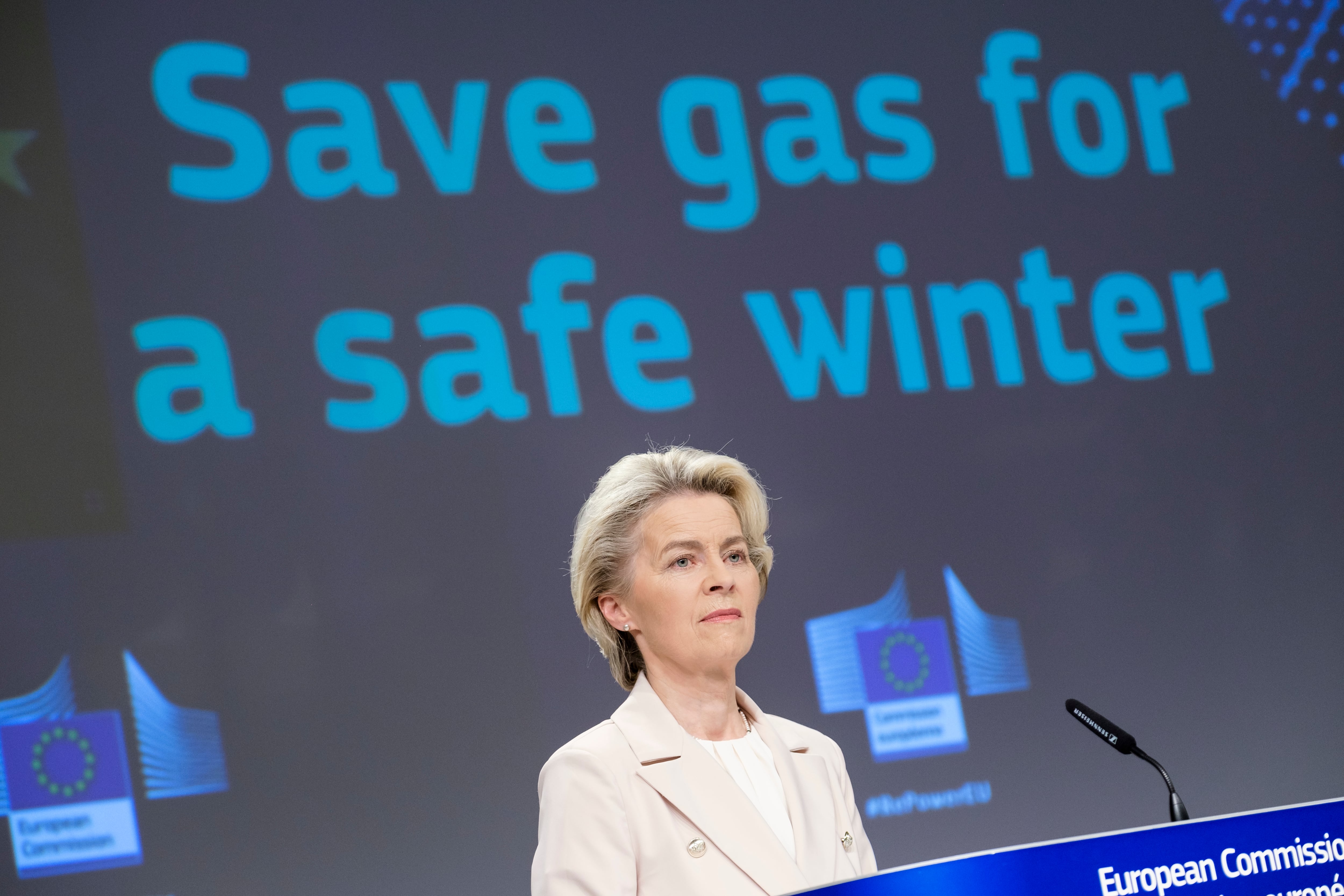 La presidenta de la Comisión Europea, Ursula von der Leyen, durante la presentación del plan de recorte del consumo de gas