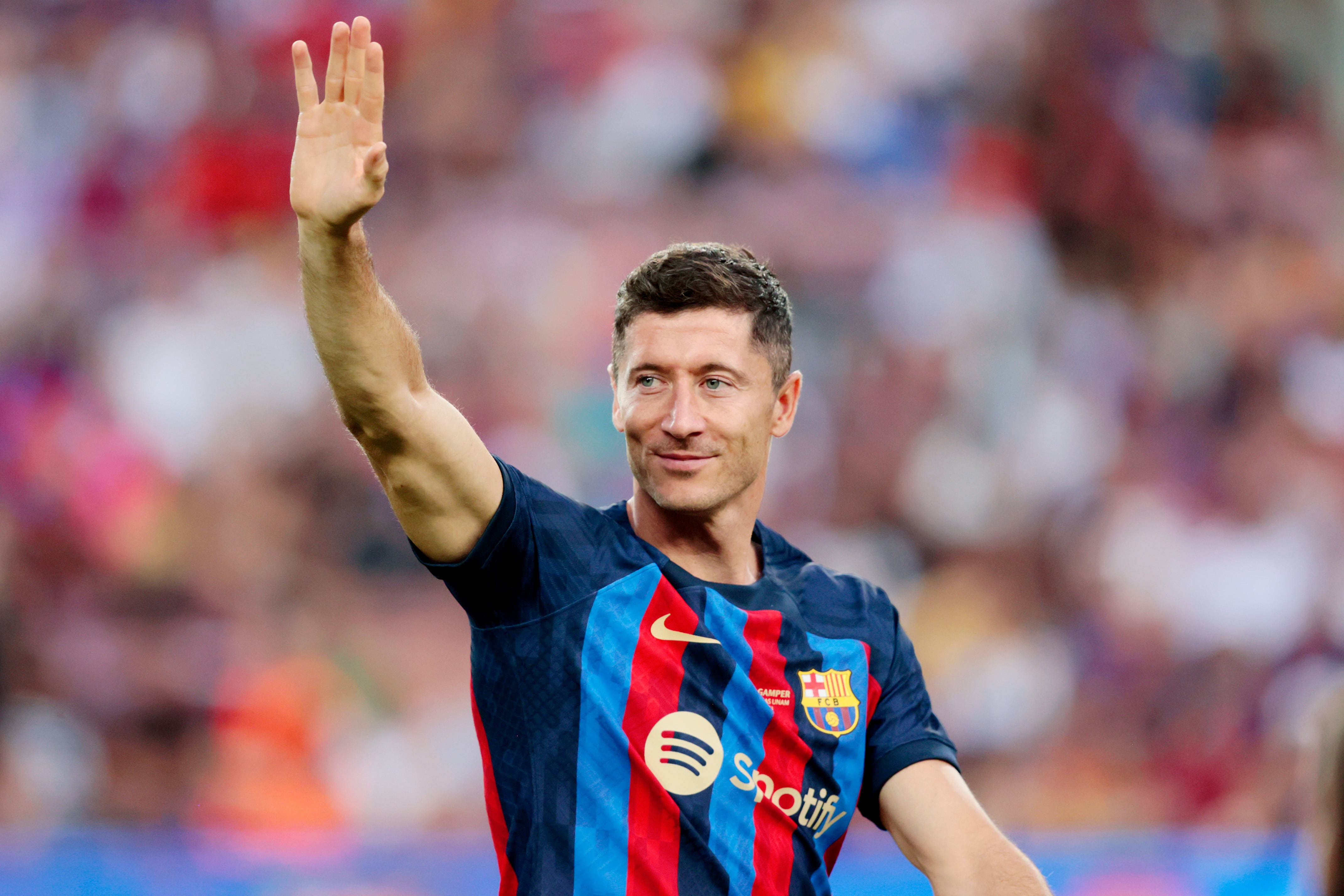 Robert Lewandowski en la presentación del FC Barcelona