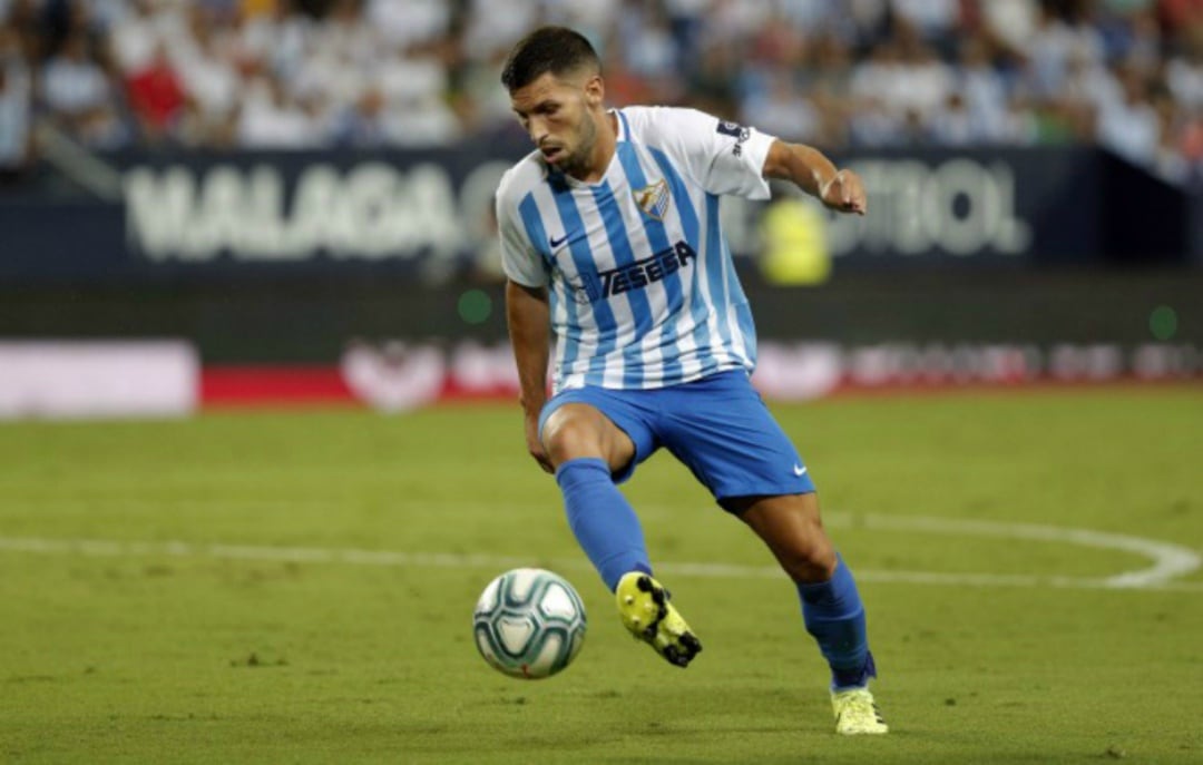 Dani Pacheco, en el debut liguero del Málaga en casa ante Las Palmas