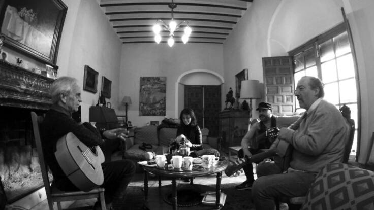 Paco Peña and Friends. Radio Córdoba en el ensayo del espectáculo que funde flamenco y lírica, con Paco Peña, Auxiliadora Toledano, Vaqui Losada y Rafael Montilla.