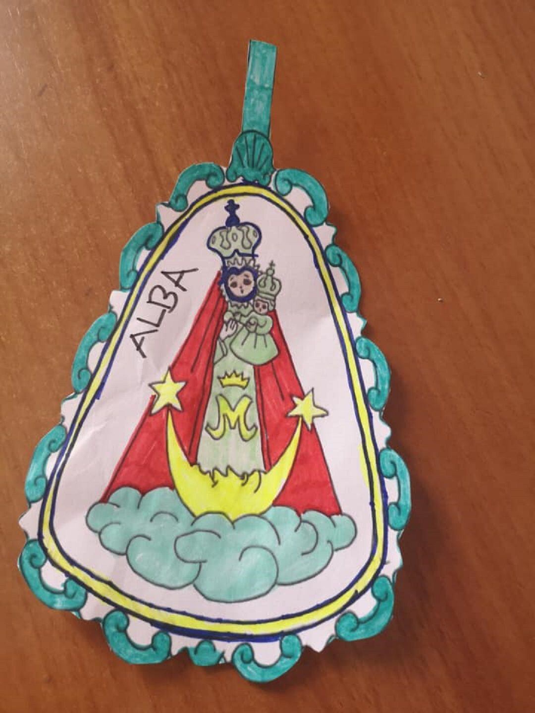 Uno de los dibujos compartidos en Facebook por la cofradía linarense de la Virgen de la Cabeza.