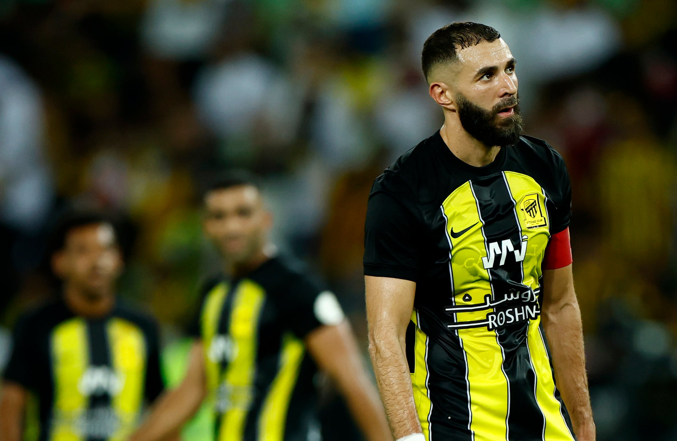 Karim Benzema, durante un partido con el Al-Ittihad Club