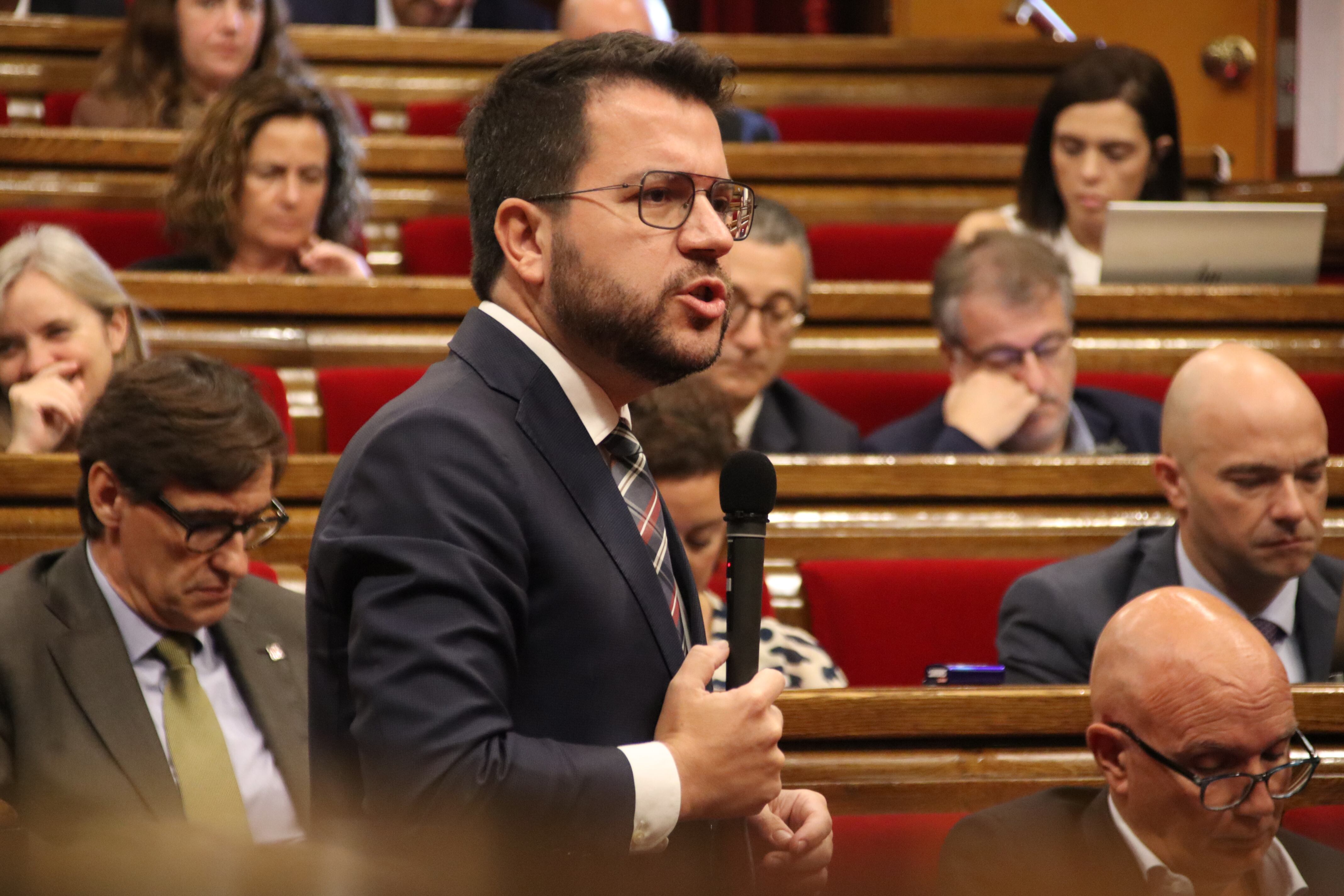 Pere Aragonès en la sesión de control del Parlament