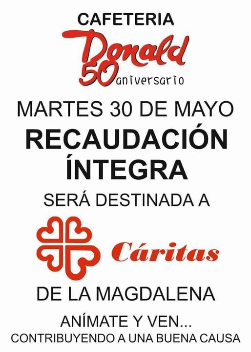 Cartel de la recaudación para Cáritas de la Magdalena del Donald