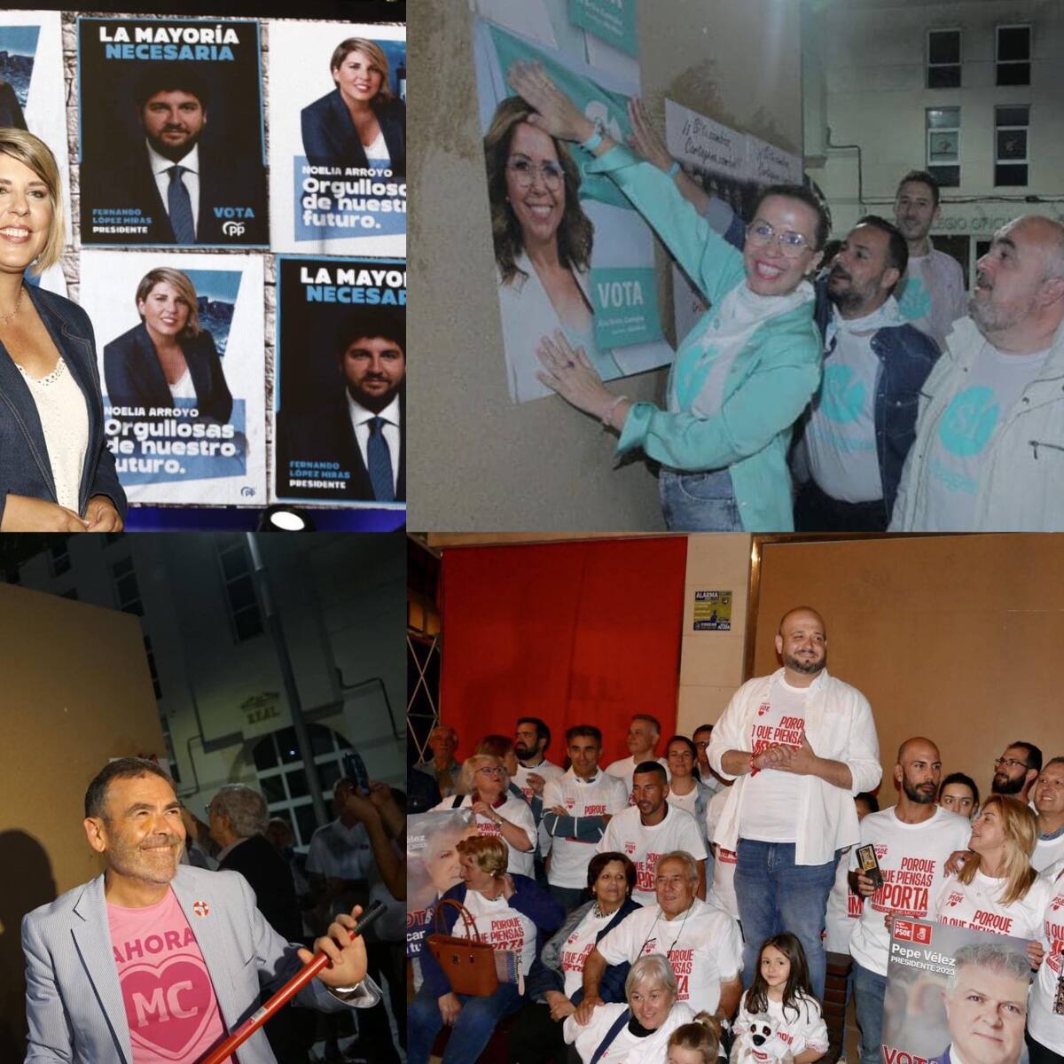 Los candidatos a la alcaldía de Cartagena realizan la tradicional pegada de carteles