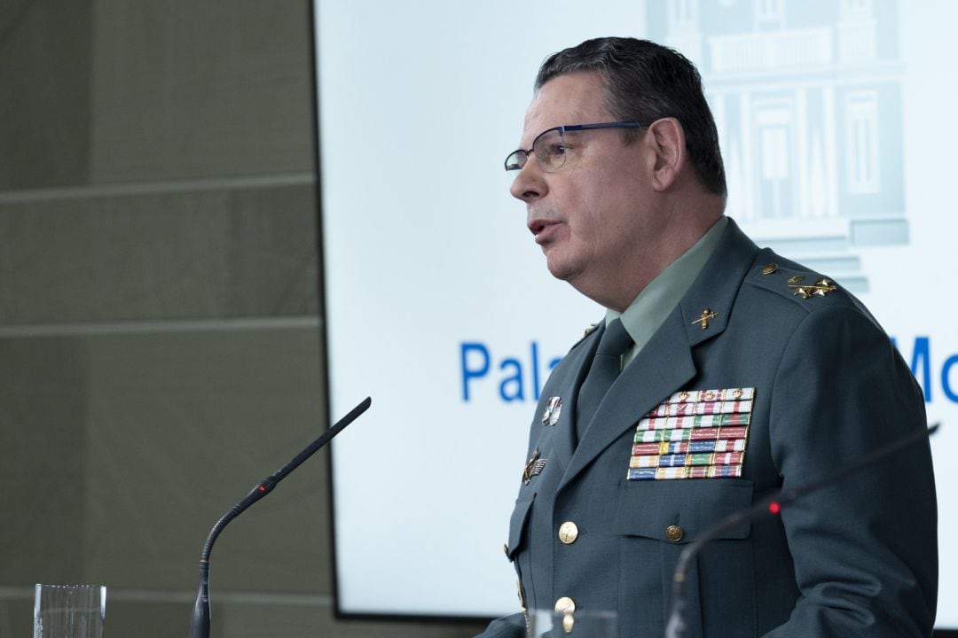 El DAO de la Guardia Civil, Laurentino Ceña, durante una rueda de prensa tras una reunión del Gabinete del Seguimiento del Estado de Alarma por el coronavirus, en Madrid (España) a 16 de marzo de 2020.