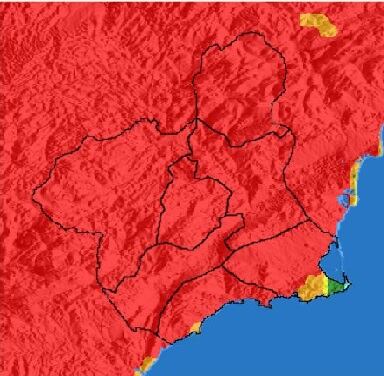 La Región de Murcia permanece este lunes en alerta con nivel de incendio extremo. AEMET