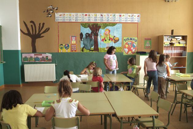 Aula en la escuela El Espinillo School en el distrito madrileño de Villaverde.