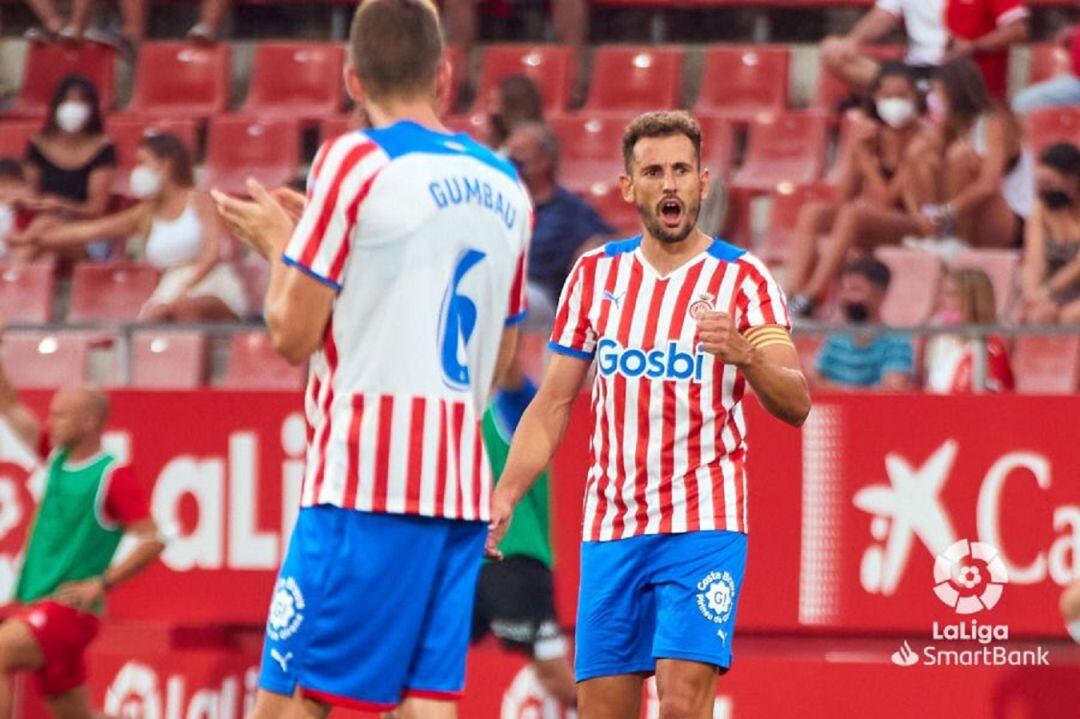 Stuani celebra el gol que ha obert el marcador.