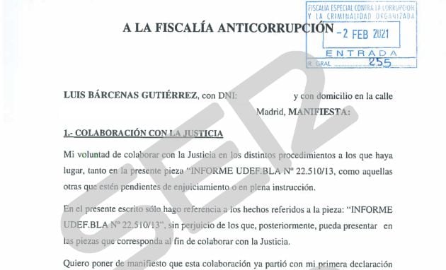 Consulta el escrito de Bárcenas a la Fiscalía.