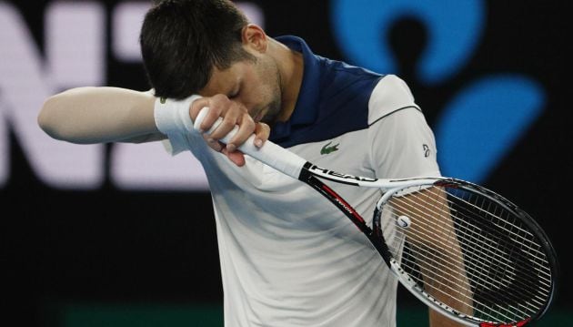 Novak Djokovic, durante el partido de octavos de final ante Chung.