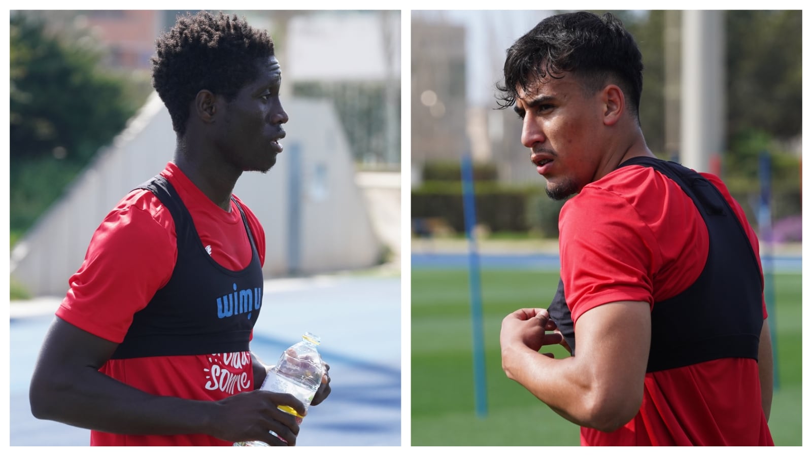 Marciano y Rachad entrenando con el primer equipo.