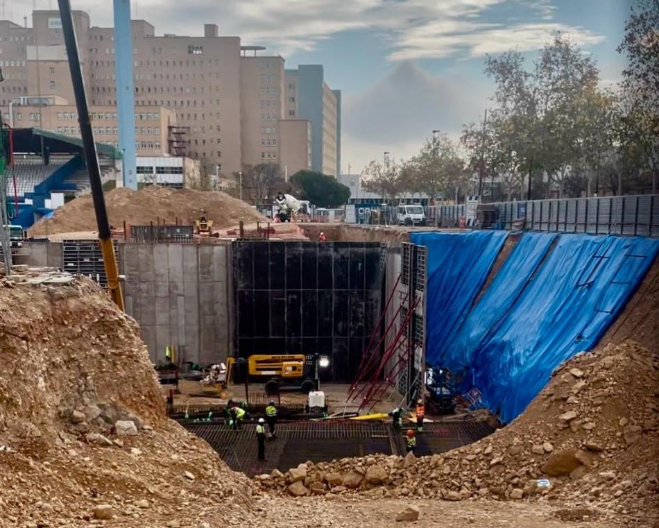 Obras de cimentación de la Nueva Romareda